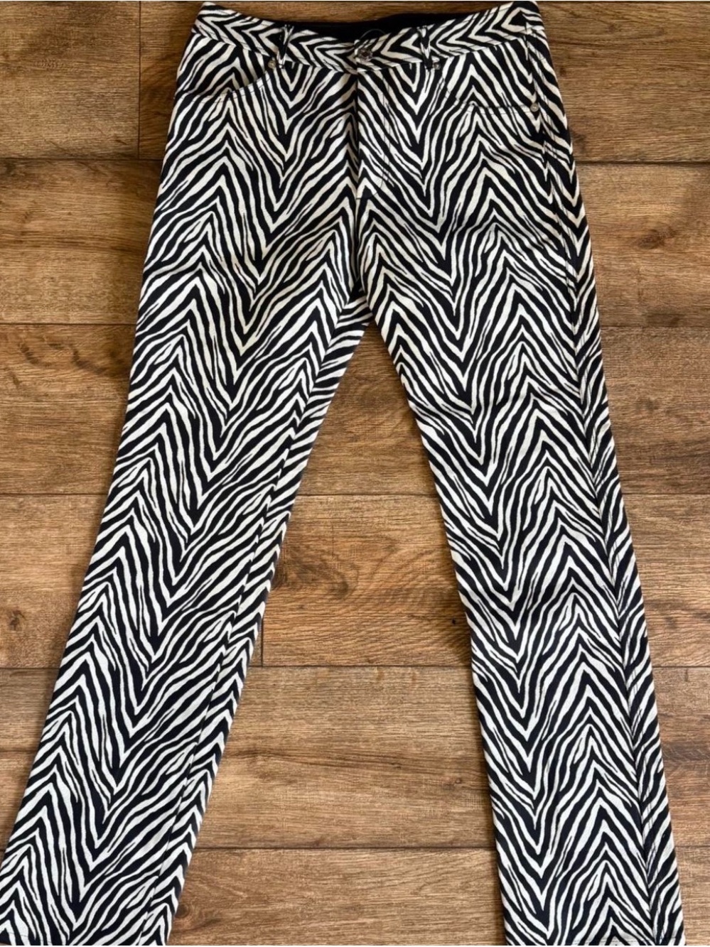 Helmut Lang Black & White Zebra-Print Jeans